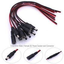 자동차 리프트 타이어 교체 공구 차량 자키 고무 펑크 수리 자가 정비 키트 와이어 diy 16 awg 5.52.5mm 암페어가 있는 dc 전원 남성 소켓 dc잭 121, 16awg 남성 여성, 28cm, 5개