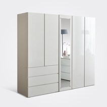 장인가구 블랑쉬 2000 3단서랍 전신거울 옷장 장롱 시스템옷장, 멀바우