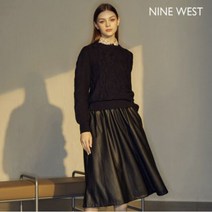[나인웨스트] ○ 울 블렌디드 니트 Faux 레더 원피스