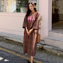퍼니걸스 호피 뉴욕 박시 롱 원피스_8021
