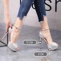 12cm 가보시 핑크 큐빅 하이힐 킬힐 통굽 작은발 웨딩 촬영 슈즈 220 바프 오픈토