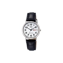 Citizen Q&Q 손목시계 아날로그 날짜 요일 가죽 벨트 A203-304 레이디스 화이트