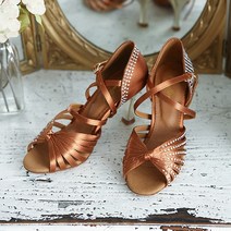 벨라걸스 라틴 살사 스포츠 댄스 댄스화 슈즈 LCP-2317, 브라운, 240