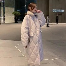 Makone 상표등록 우먼 도톰 다이아 퀄팅 페이크퍼 카라넥 경량 롱 패딩 점퍼 코트 2컬러
