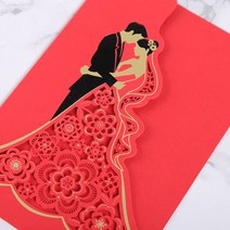 생일축하카드 팝업카드 메세지 세트신부와 신랑 레이저 컷 결혼식 초대 카, 07 1장 세트 Red Cover