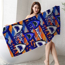 DFMEI 극세사 비치타월 디지털 워터마시프 워터타월 양면융사갯수건, 75*150 샤크, 치수