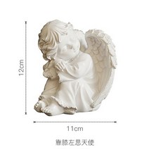 [XiangBaiLing해외직구상품]미니어처 기도하는 천사상 로코코 석고상 돌조각상 수호천사, 무릎에 기대어 천사를 생각하다