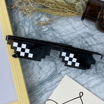 달자샵 1+1 간지 아이템 패션 인싸 모자이크 선글라스 다용도 파티 축제 안경, 1Pcs+1Pcs, 블랙