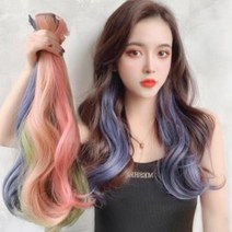 롱 컬러 그라데이션 헤어피스 브릿지 붙임머리 여성가발, DDB_애쉬카키, DDB_상품선택