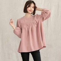[자체제작] M840 큐프라 핀턱 A라인 뒷단추 포인트 롱 블라우스