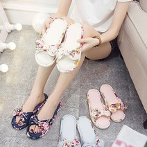 그림앤아이 로즈 플라워 여성 실내 거실화 실내화, 핑크, 1개