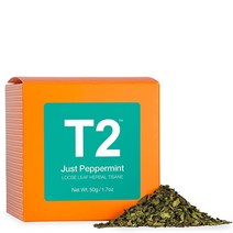 T2 Tea 저스트 페퍼민트 허브 티 루즈 리프 박스 포함 50g, 1.7-ounce Box