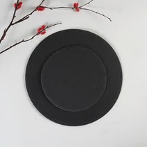 블랙 비정형 돌접시 11종 바베큐 스테이크 접시 호텔 이자카야 접시 오마카세 인테리어 식기, 30cm 원형