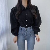 VANANA2 국내제작 아방핏 러블리 퍼프 소매 핀탁 셔츠 블라우스