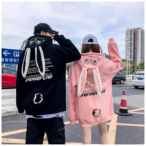 도오빠 남녀공용 후드티 토끼 모자 래빗 여성 남성 티셔츠 긴소매 커플템