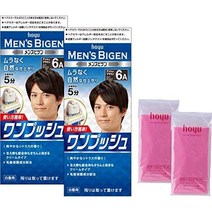 [새치염색] 흰머리 염색 남성용 의약외품 호유 멘즈 비겐 원푸시7 내추럴 블랙 1제 40g2제 40g, 6A(애쉬브라운)