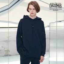 커스텀어스 커스텀어스 언발란스 hem-line 오버핏 쮸리 후드티(네이비)