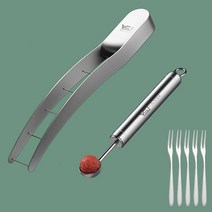 수박 자르는칼 커팅기 과일 메론 썰기 칼 커터 스테인레스 집게 수박슬라이서 다이소 화채 0, 수박 다이서 + 과일 포크 5개 + 공 굴착기