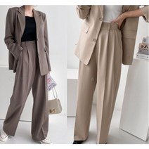 여자 봄 가을 정장 세트 보이핏 자켓 와이드 팬츠 스커트 크롭 자켓 투피스 결혼식 하객룩
