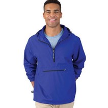 Charles River Apparel 팩 앤 고 방수 풀오버 바람막이 (레귤러/확장 사이즈) 하프집업 바람막이 재킷 올리브 라지