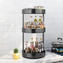 주방 정리함 360도 원형 양념통선반 회전트레이 소스, 2층  엘레강트 화이트  원형 29cm 중회전