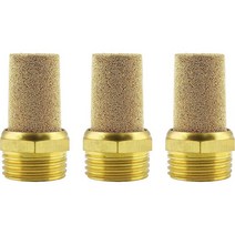 Piutouyar 3피스 에어 공압 머플러 1.3cm1/2인치 수나사 육각 소결 소음기 황동 배기 필터 라인 피팅, 1/2 Male