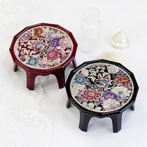 박씨상방 [박씨상방] 나전칠기 채색 12각 자개 미니소반 1호, 나비목단검정