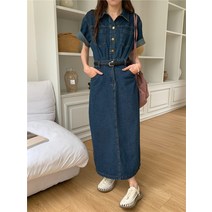Banhany 루에르 벨트세트 데님 롱원피스 2color