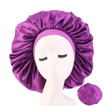 새로운 패션 여성 새틴 나이트 수면 캡 헤어 보닛 모자 실크 헤드 커버 넓은 탄성 밴드, 06 보라색