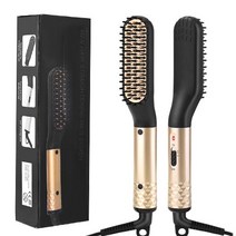 다운펌기계 남자옆머리누르기 옆머리누르기 다운펌 빠른 난방 이발사 남자 수염 머리 스트레이트닝 브러시, 03 gold with box_01 미국