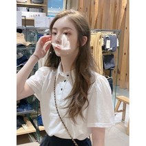 에프터블라우스 하라쥬크 무드 보이핏 볼륨 숲 상의 여름옷 디자인감각 카라넥 슬림핏 셔츠 여성 2962072124