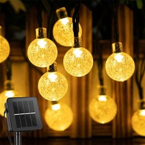 태양광조명태양열 스트링 라이트 야외 60 Led 크리스탈 글로브 조명 8 모드 방수 전원 파티오 정원 장식, 01 Warm White_05 11M   60LED