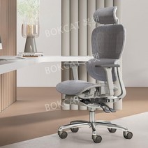 풀메쉬의자 BJ 서재 빅사이즈 고급 게임 피시방 BC030, 알루미늄 합금 다리, D. 화이트 프레임 그레이 네트+풋레스트