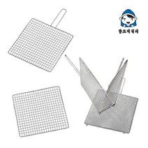국내산 스텐레스 석쇠 불판 구이판 숯불구이 업소용 캠핑 가정용 생선 장어 쥐포, 06.스텐손잡이(이중겹망)직사각석쇠470x350