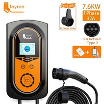 가정용전기차충전기 evse 7.6kw 32a ev wallmount 스테이션 type2 ev 케이블 iec62196-2 전기자동차충전기 50, 1-7.6kw 32a 단상