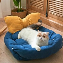 달쿵이 왕리본 강아지 집 방석 겸용 투인원, 네이비