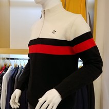 루이까스텔 21년 늦가을겨울신상 남성 안감 방풍처리된 보더형 반집업 스웨터
