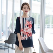 모슬린 엄마옷 장미 컷트 7부 블라우스 YBL204094 마담/미시옷/중년여성의류/50대/60대여성옷/빅사이즈