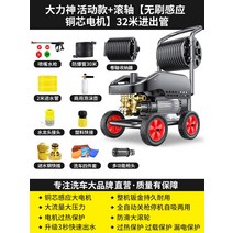고압세차기 고압세척기 세차건 검은 고양이 세인트 일반 자동차 세탁기 가정용 220V 물총 워터 펌프 브러시 유물 강력한 바닥 잡아, 4. Daliwang 이동식 모델 + 롤러 [브러시리스