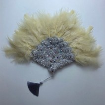 큰 크기 디자인 아프리카 오렌지 깃털 팬 숙 녀 웨딩 신부 더블 사이드 나이지리아 꽃 Handfan 너슬 부채, [01] 35cmx45cm, double side 40