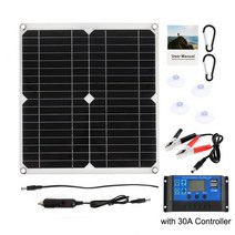 미니태양광 소형발전기 태양광패널 200w 태양 전지 패널 키트 60a 컨트롤러 dc 18v 휴대용 태양 광 충전기 은행 배터리 캠핑 자동차 보트 rv 태양 판, 200w 30a 컨트롤러