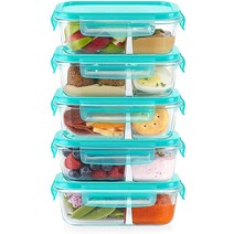 파이렉스 Pyrex Mealbox 10피스 도시락 밀폐용기 상자 세트 23컵 분할 유리 식품 보관 용기 밀폐용기세트 무독성 BPA 프리 래칭 뚜껑 냉동고 전자레인지 상단 랙 식기, 3.4 Cup Bento파이렉스