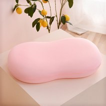 메모리폼 낮은 베개 말랑말랑 고양이 뱃살 부드러운 경추 베개, 핑크, 1개
