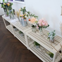 크라운 라탄 화분 정리대 플라스틱 받침대 진열대 다육이 베란다 다용도 선반, 5단선반, 아이보리