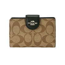 코치 OUTLET 반지갑 C0082 IMCBI 시그니처 캔버스 카키 블랙 골드