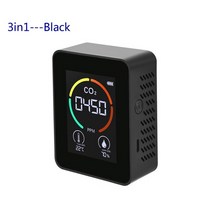 산소 가스 농도 측정기 CO2 미터 검출기 다기능습도계 홈 스마트 가스 분석기 가정용 디지털 대기 오염, 02 3in1 Black