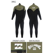 BILLABONG 빌라봉 2023신상 3mm 남성 서핑 슈트 체스트 지퍼 웻슈트 선수용 DB018007, MIL