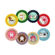 보석십자수 컵받침 DIY 8종 만들기, 도넛냥이(보라)