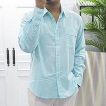 고천 남자 여름 오버핏 체크 린넨 마 셔츠