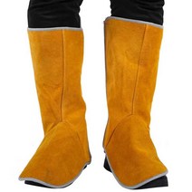 용접 소가죽 신발커버 발다리 보호 화재방지 보호장비, 파란색 긴 벨크로 발 보호대